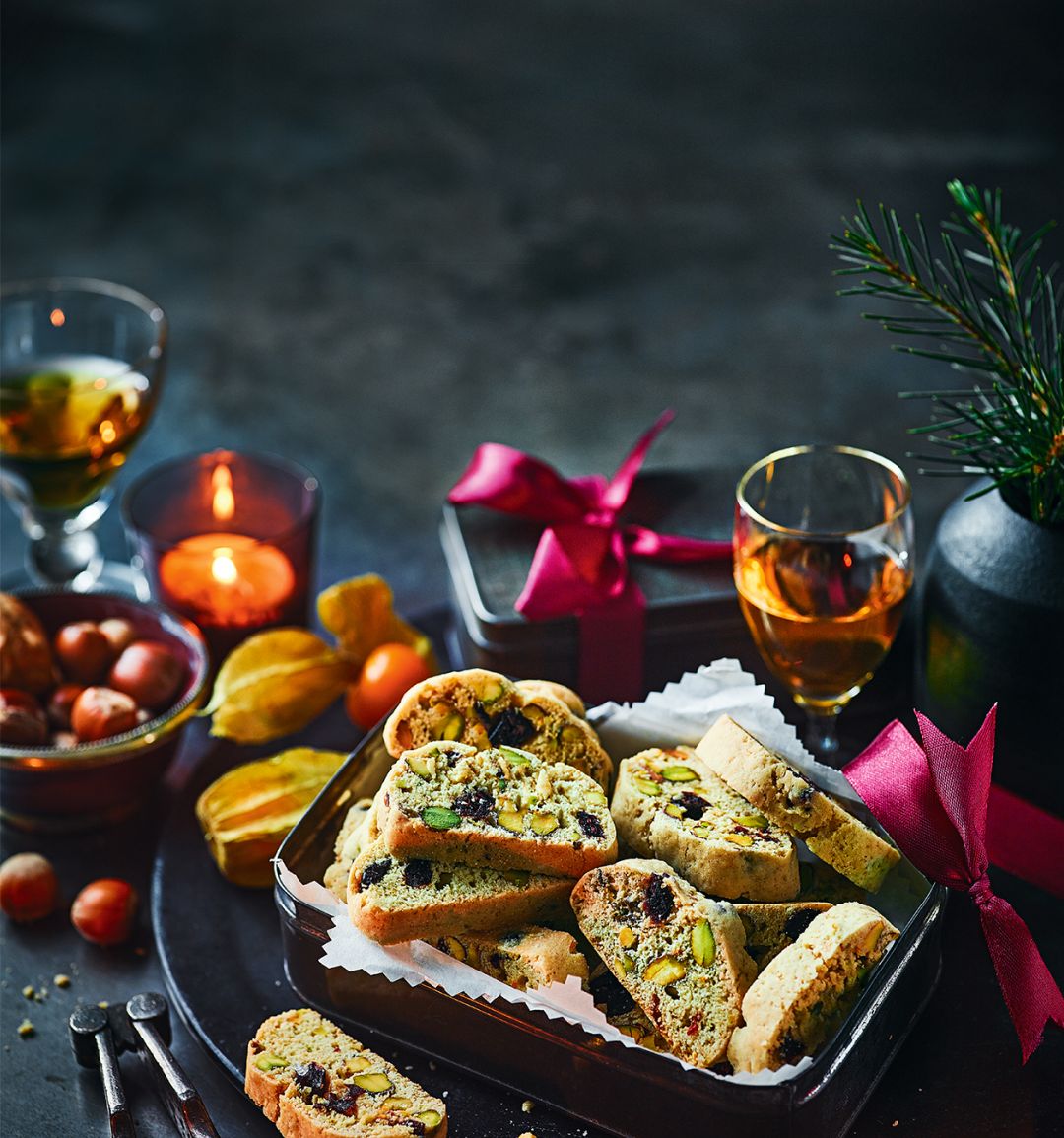 Pistachio, cranberry and orange biscotti