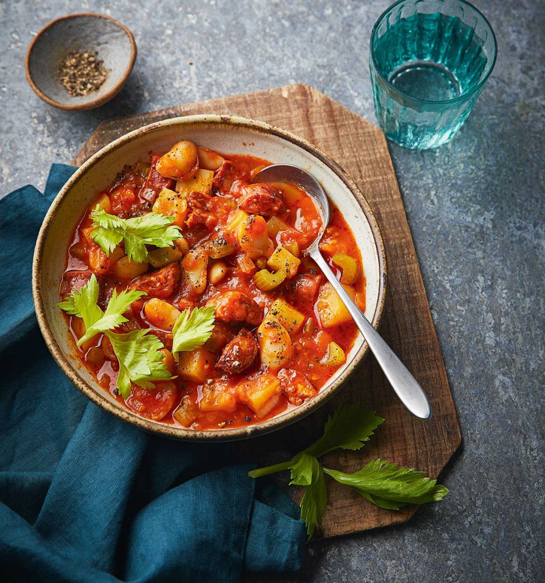 Chunky chorizo and butter bean soup
