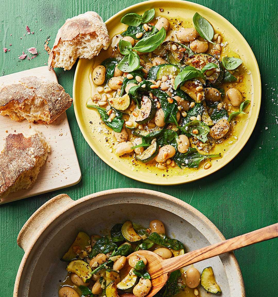 Creamy courgette and butter bean braise