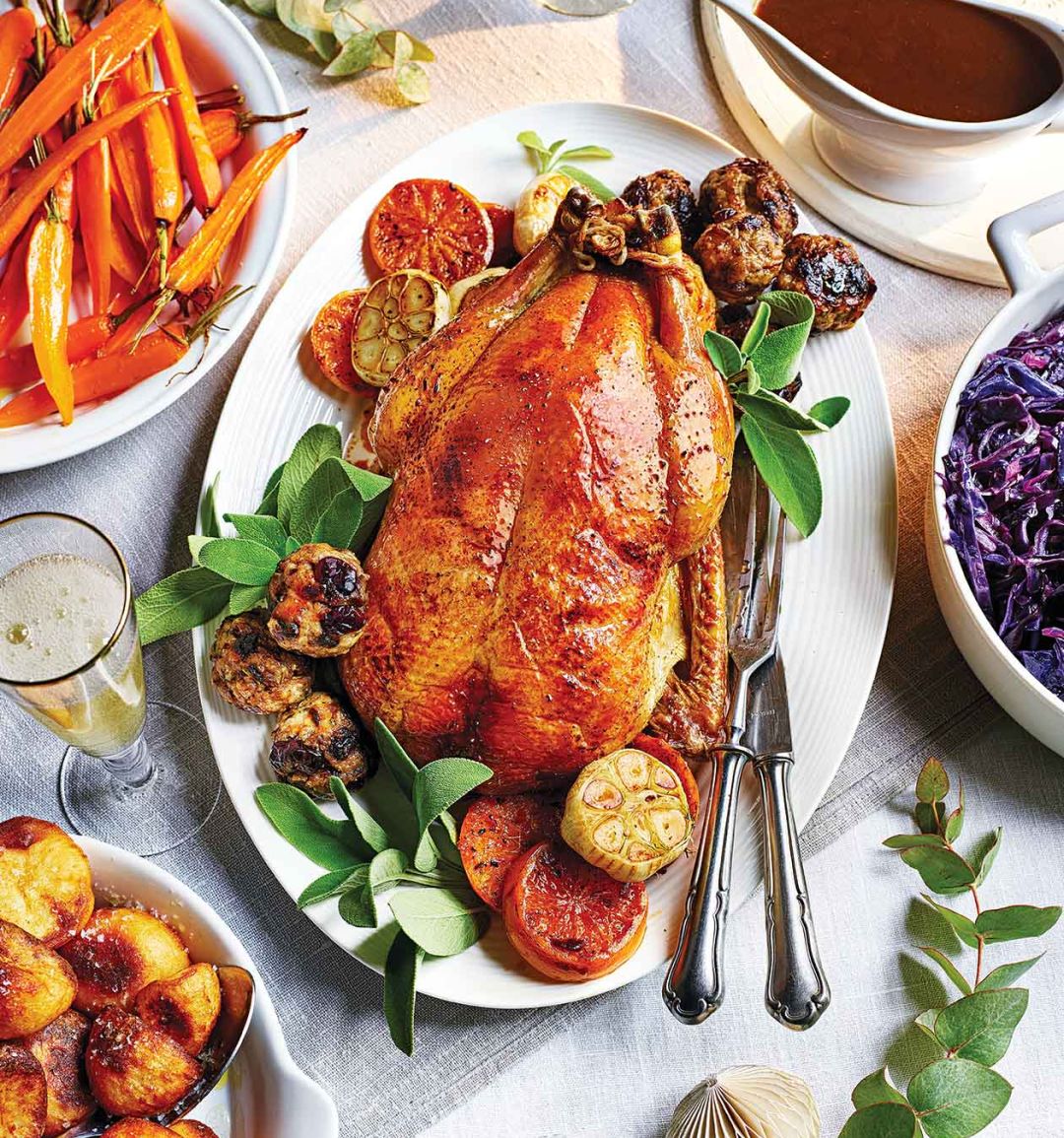 Maple-glazed duck with porcini and port