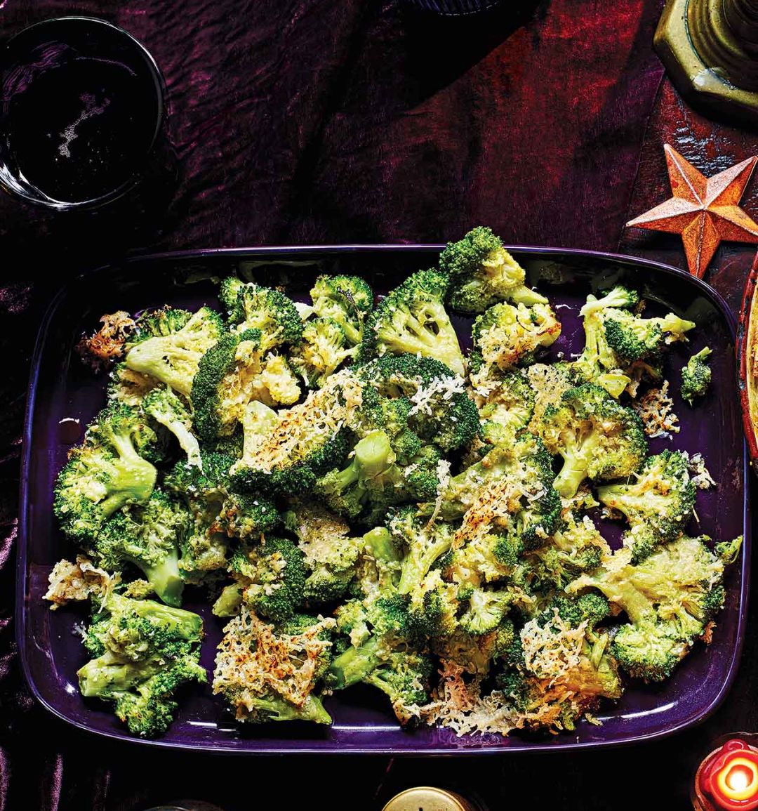 Crispy smashed broccoli with parmesan