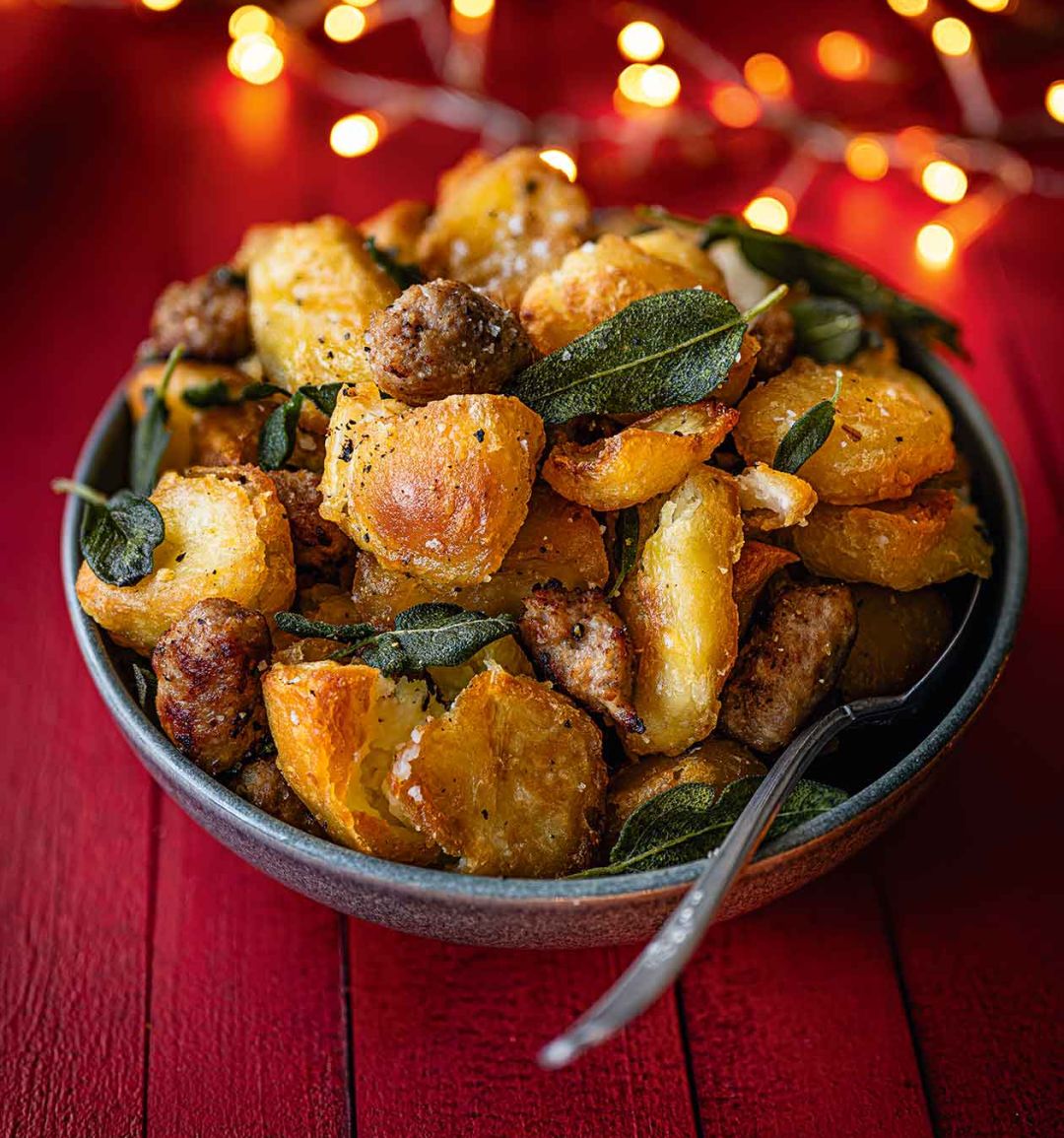 Smashed stuffing roasties