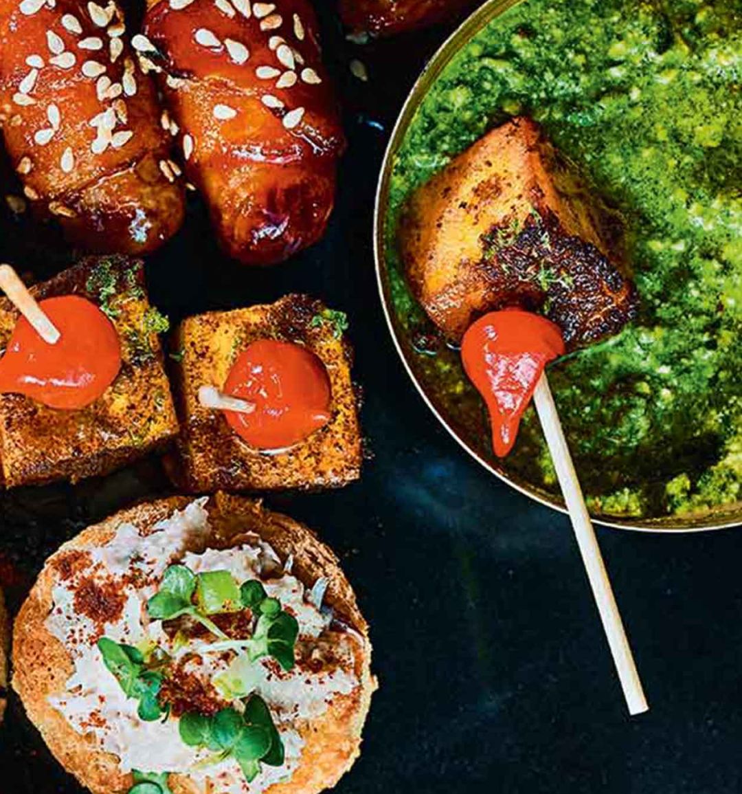 Golden paneer with coriander chutney