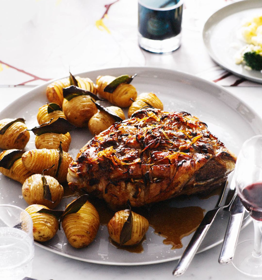 Cumberland-glazed roast lamb shoulder