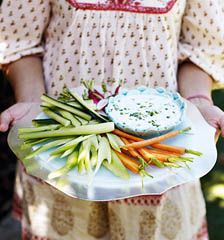 Chilli and coriander dip with crudités