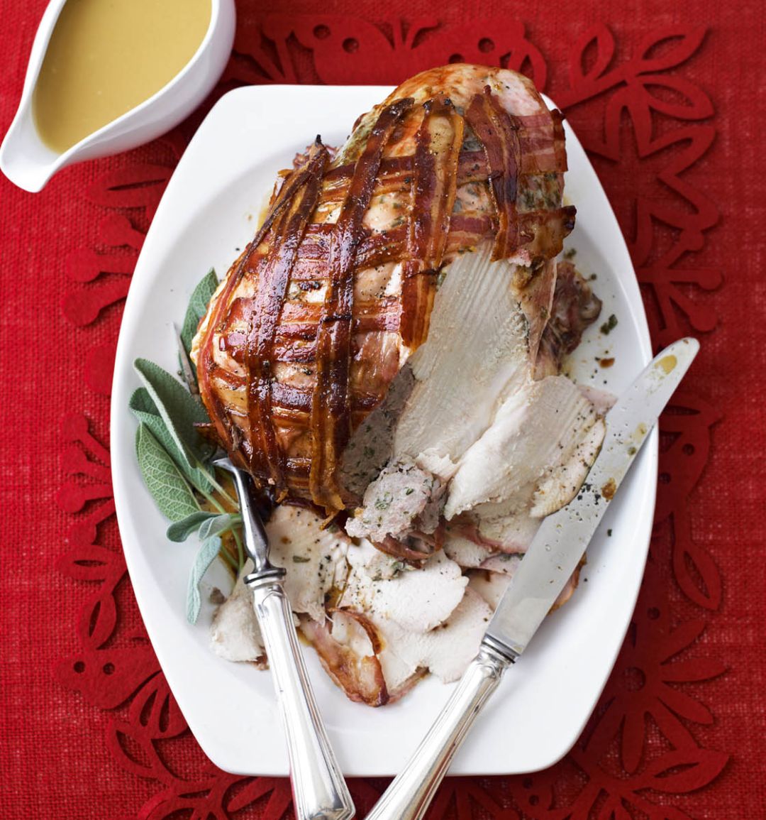 Roast turkey crown with gluten-free sage stuffing