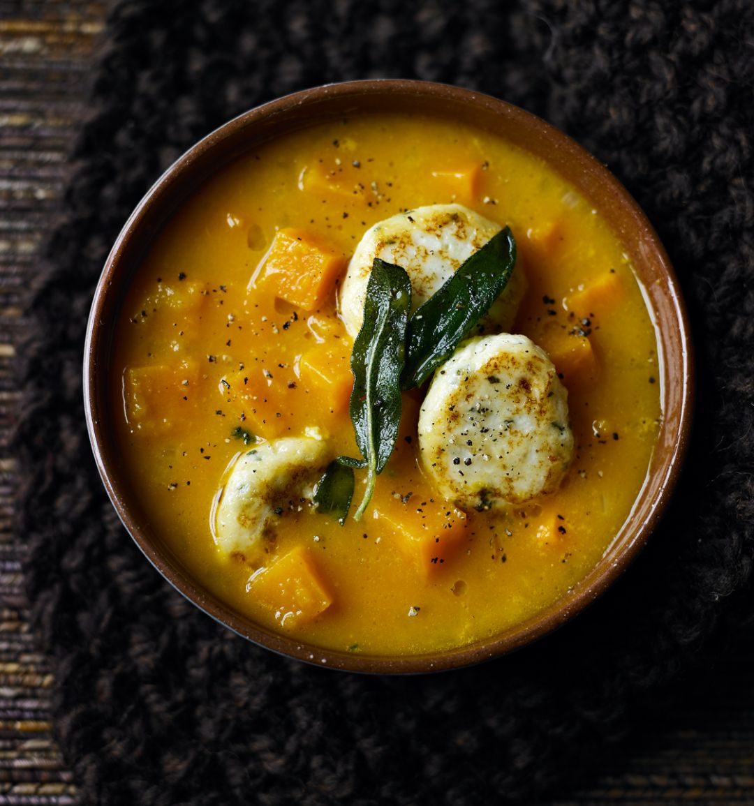 Butternut squash soup with ricotta dumplings
