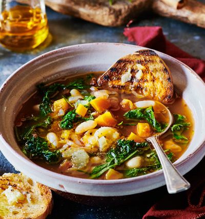 Kale ribollita with griddled sourdough 