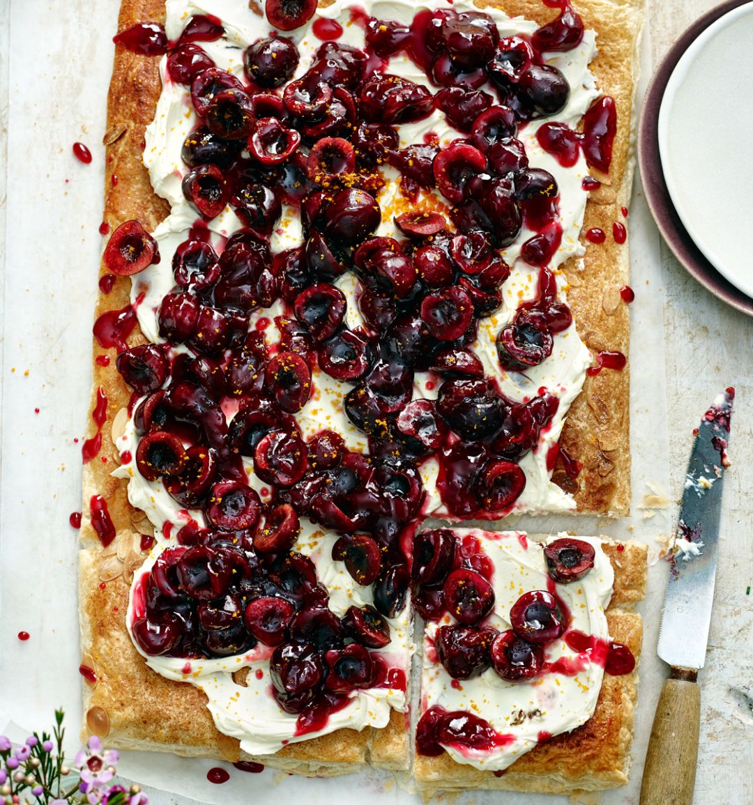 Cheat’s cherry Bakewell tart