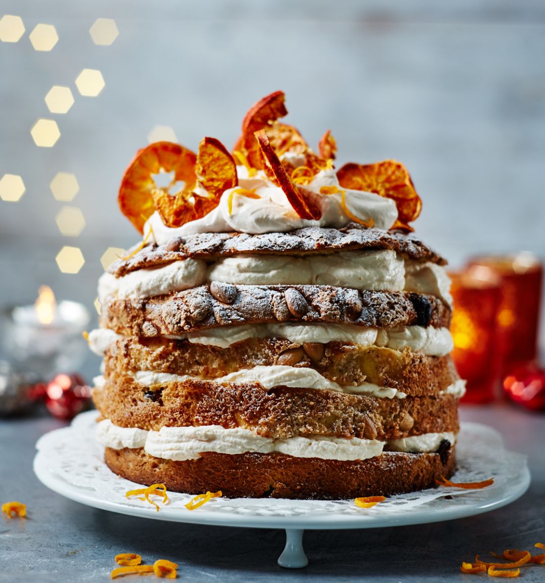 Panettone with Campari and mandarin cream