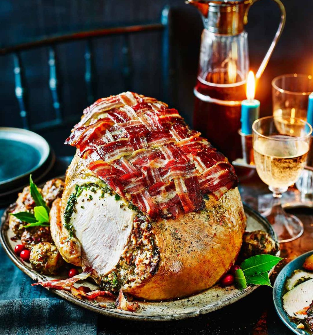 Roast turkey crown with herb butter