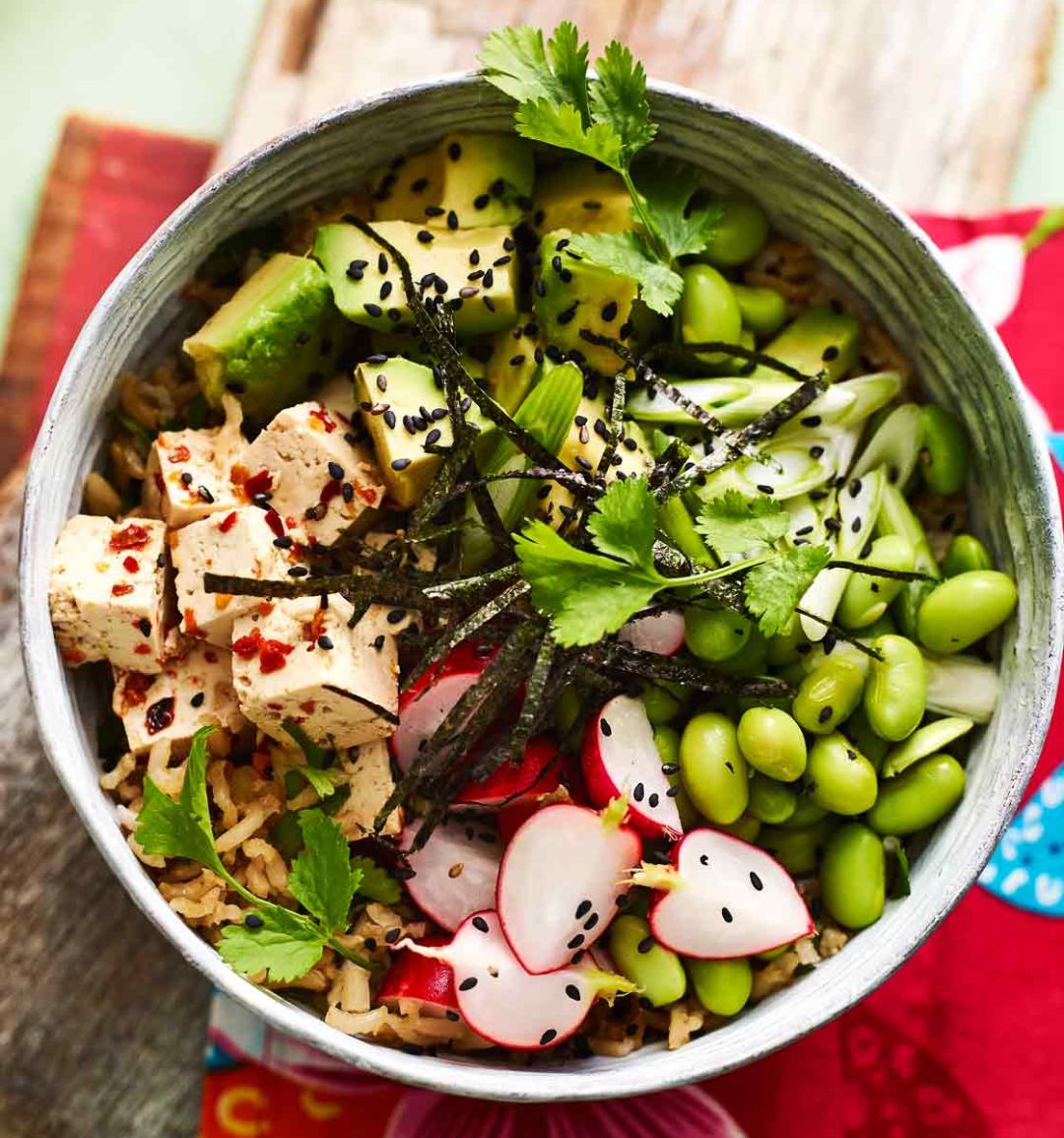 Hawaiian poke with tofu and avocado