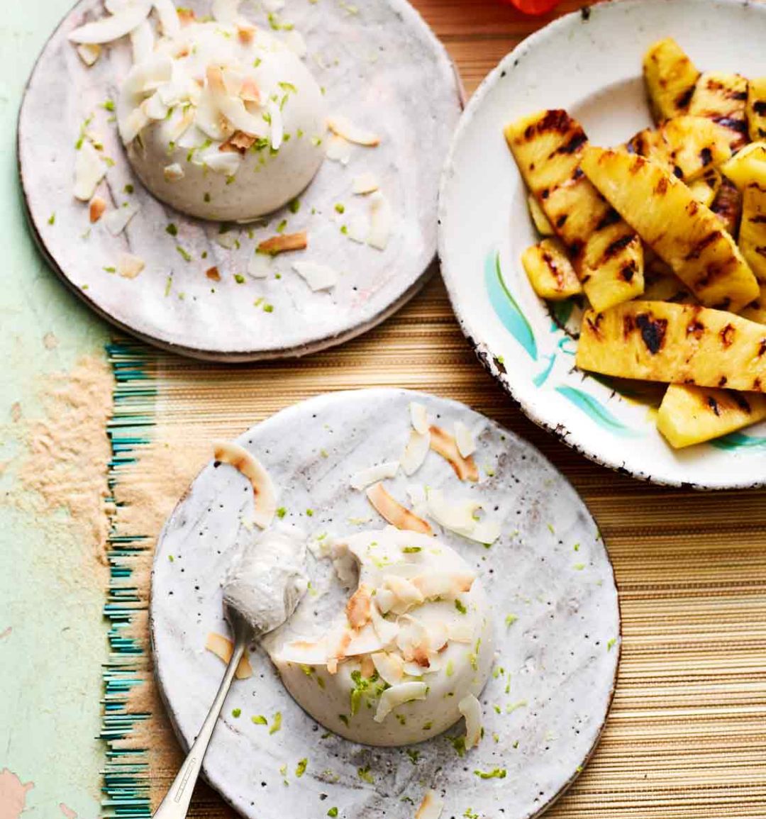 Coconut haupia with griddled pineapple