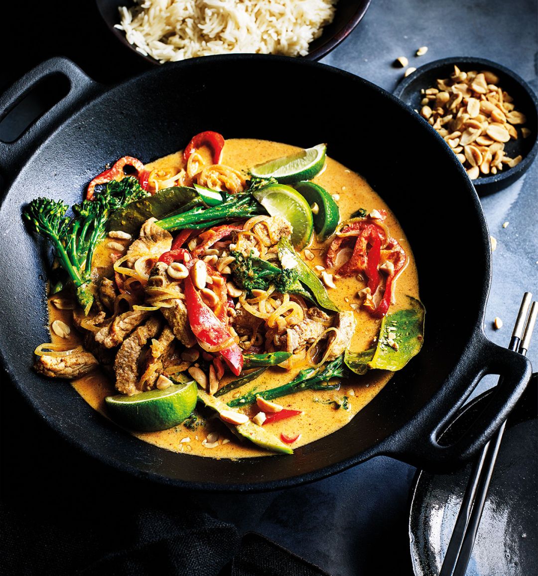 Thai-style peanut pork with Tenderstem