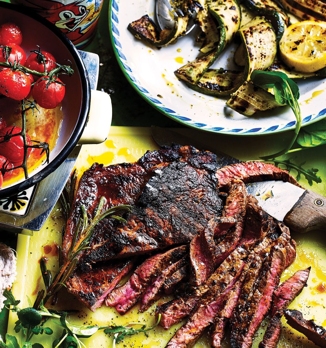 Coffee and rum-marinated steaks