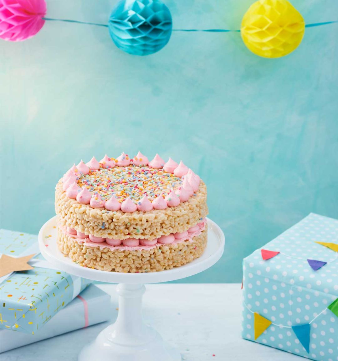 Rice crispie celebration cake