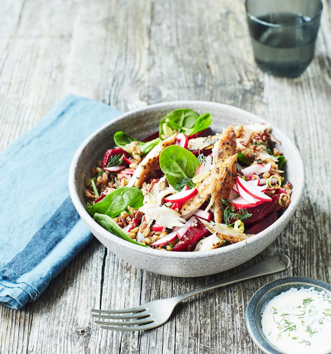 Mackerel and beet bowl