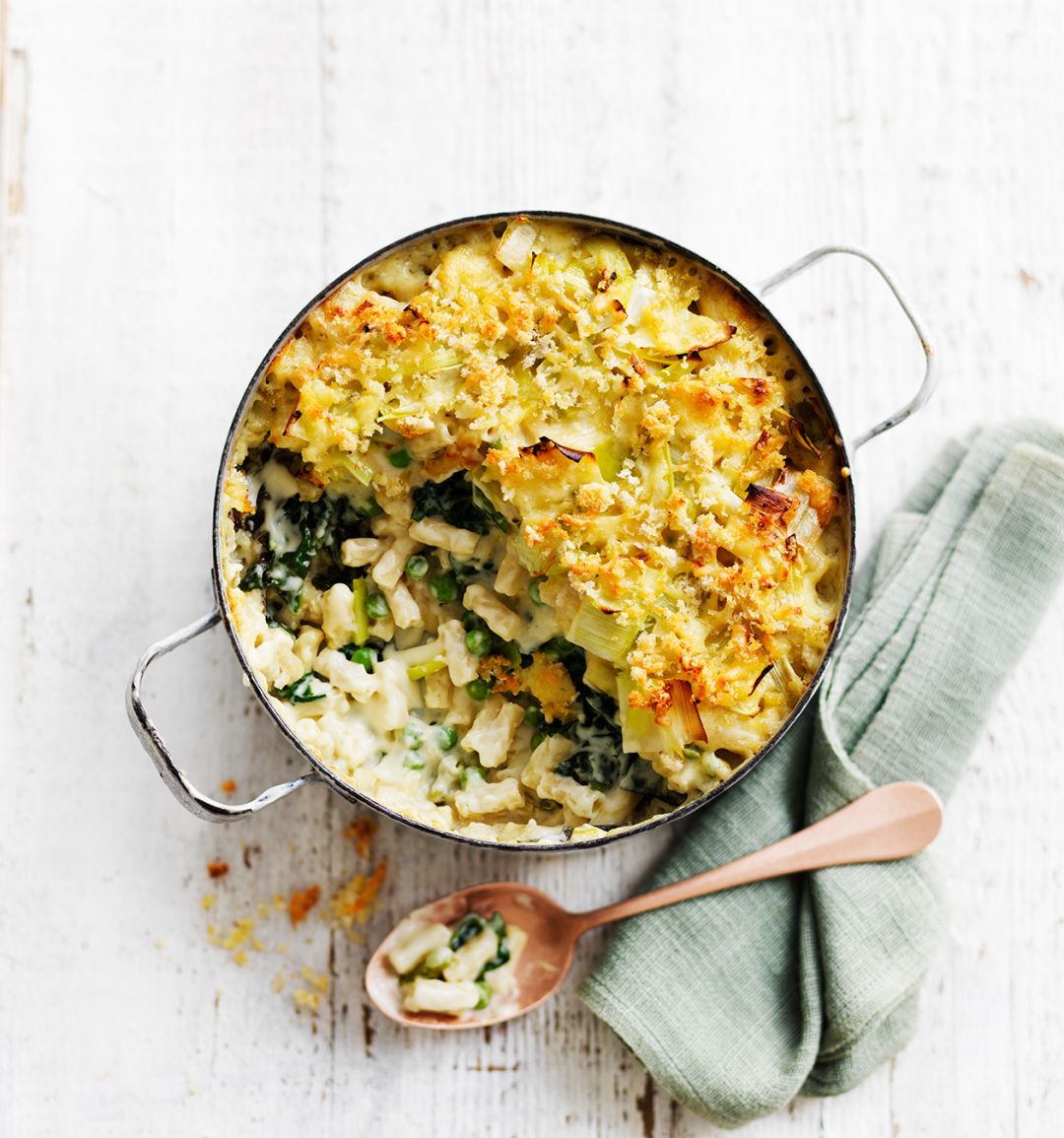 Green vegetables mac 'n' cheese