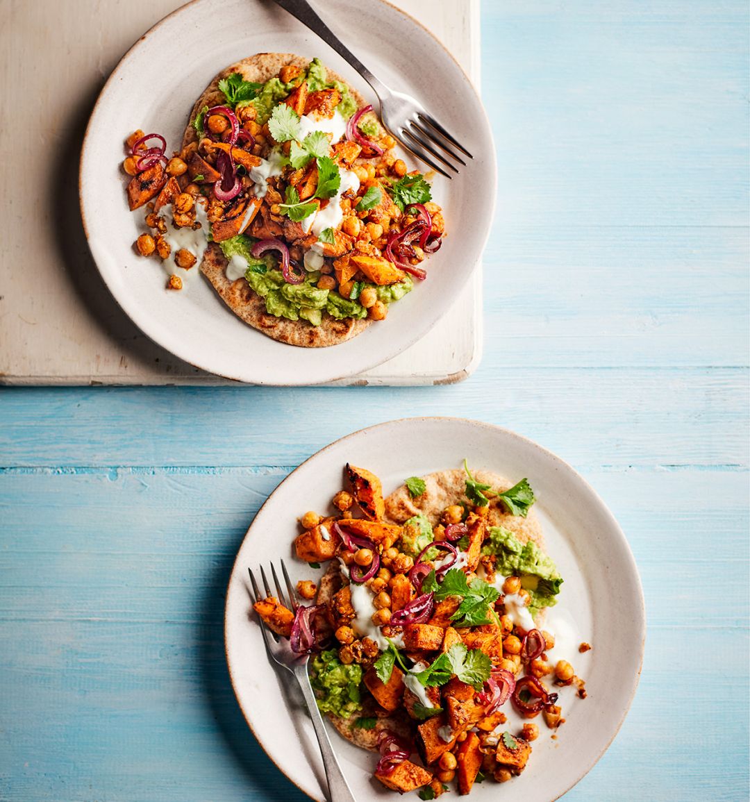 Spiced chickpea and sweet potato flatbreads