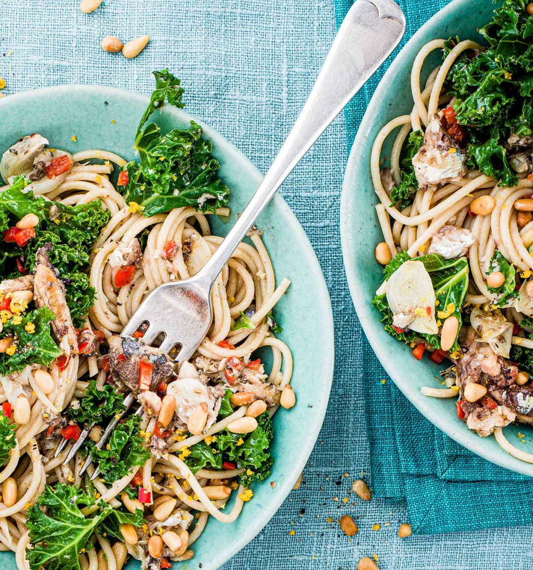 Zingy sardine spaghetti