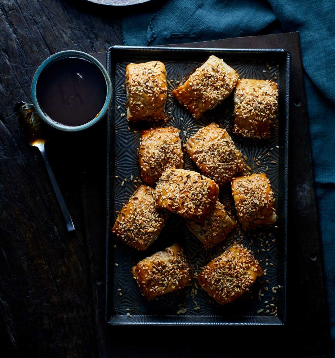 Spiced duck sausage rolls