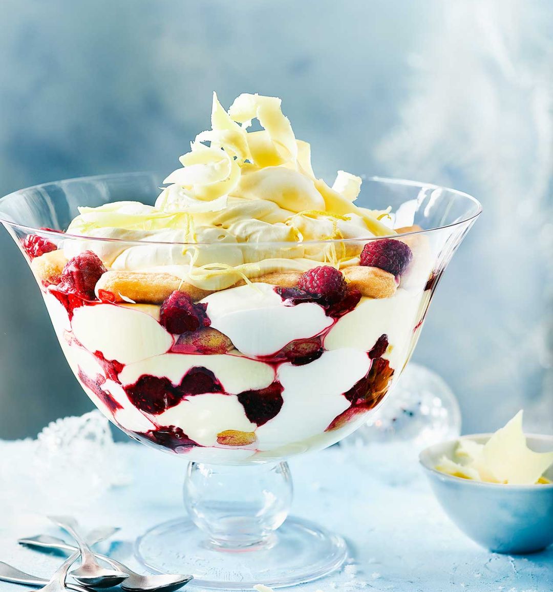 White chocolate, raspberry and limoncello trifle