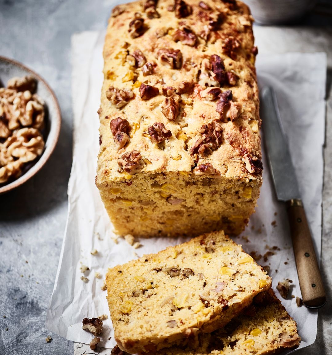 Bacon & walnut cornbread from California Walnuts 