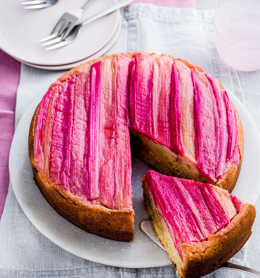 Rhubarb and ginger upside-down cake