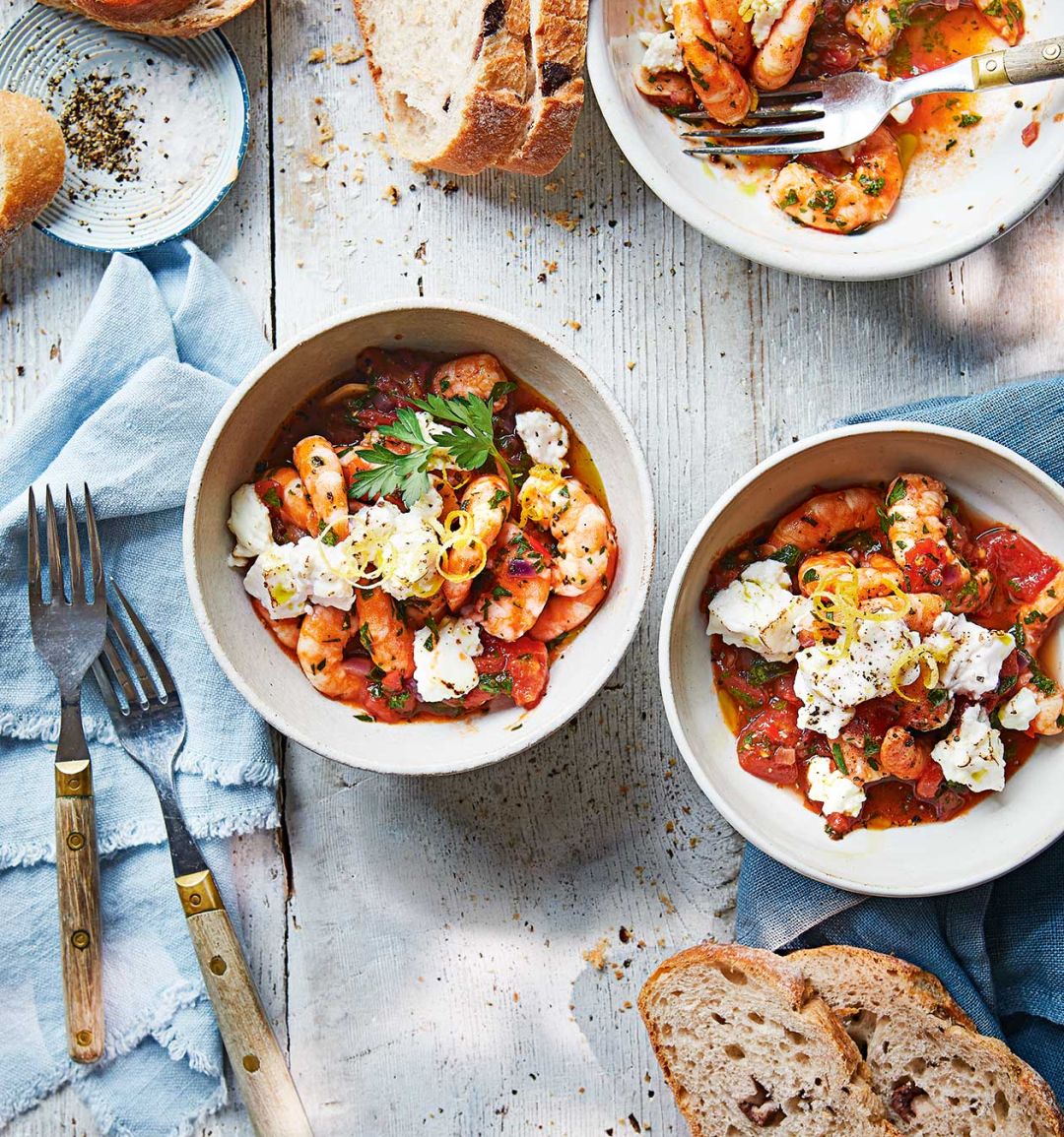 Prawn saganaki starter