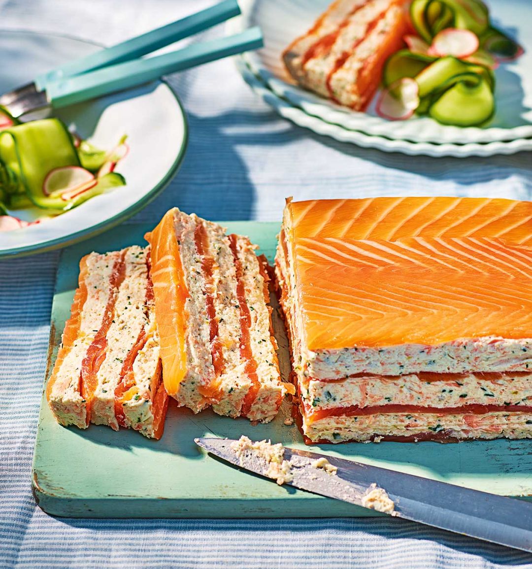 Salmon and dill terrine with cucumber and radish salad
