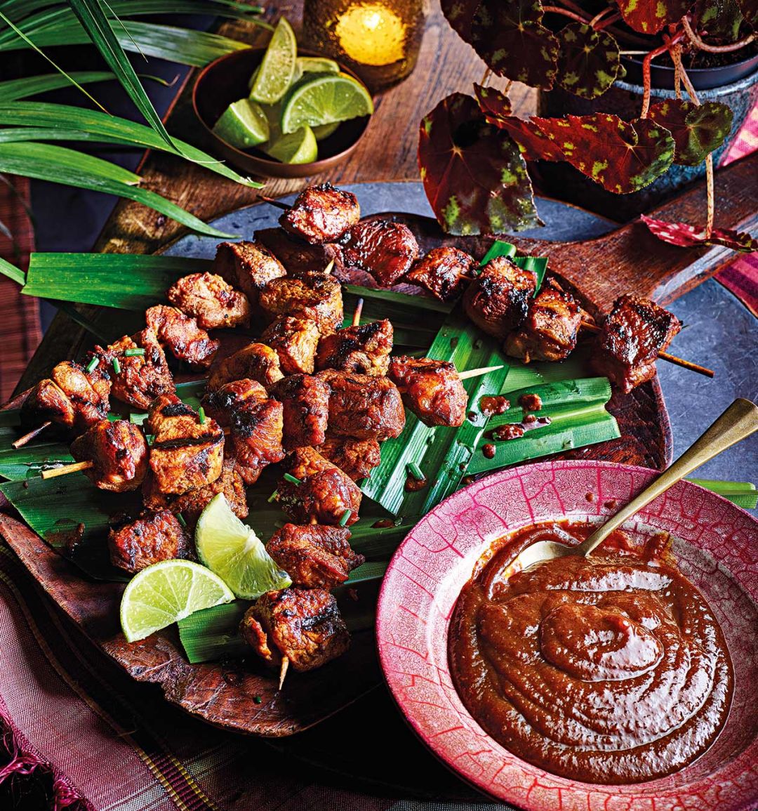 Barbecue pork skewers