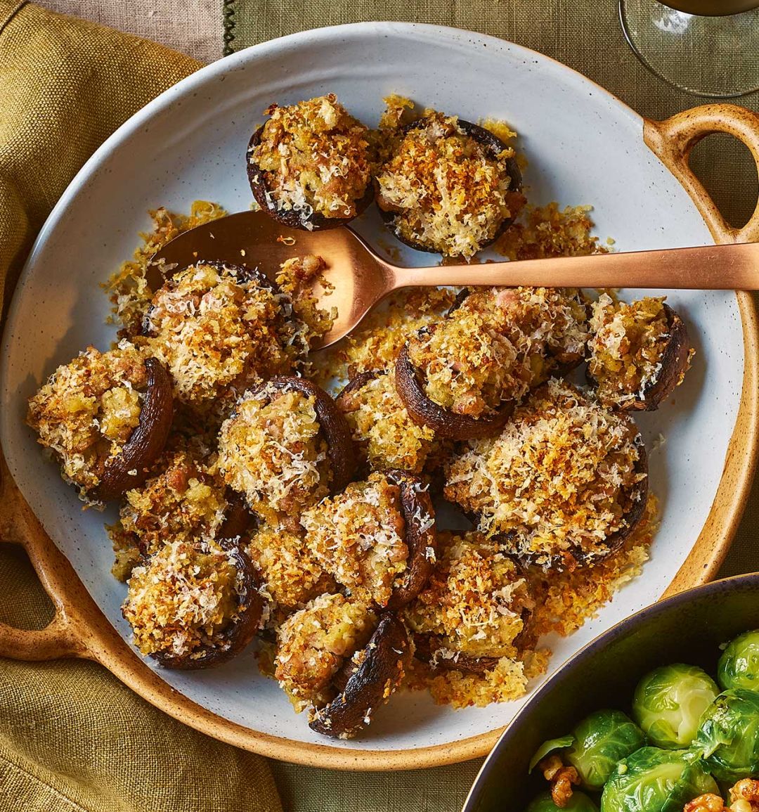 Sausage-stuffed portobello mushrooms