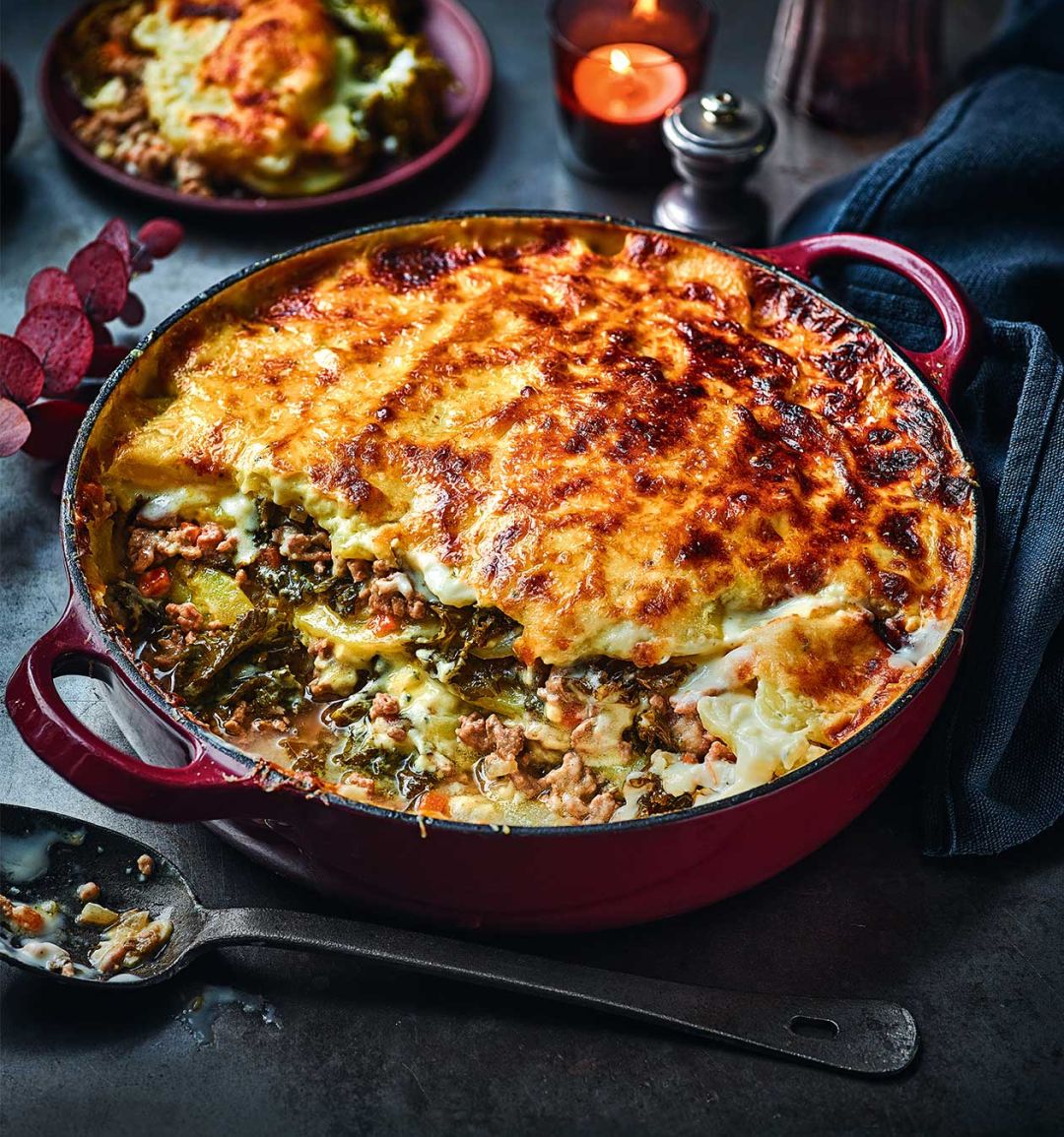 Creamy pork and potato lasagne