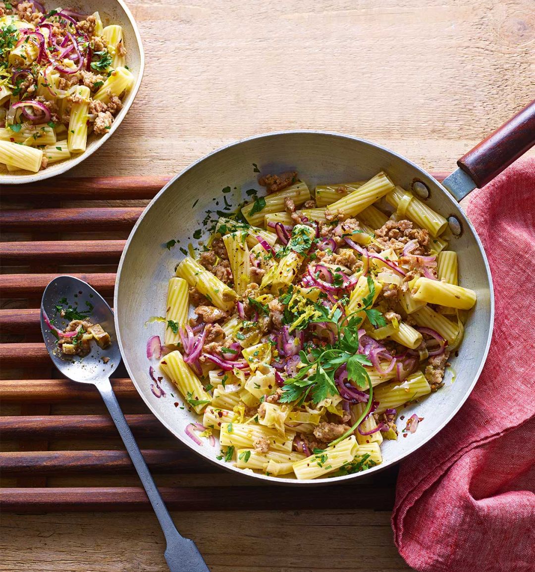 Rigatoni with sausage and chicory