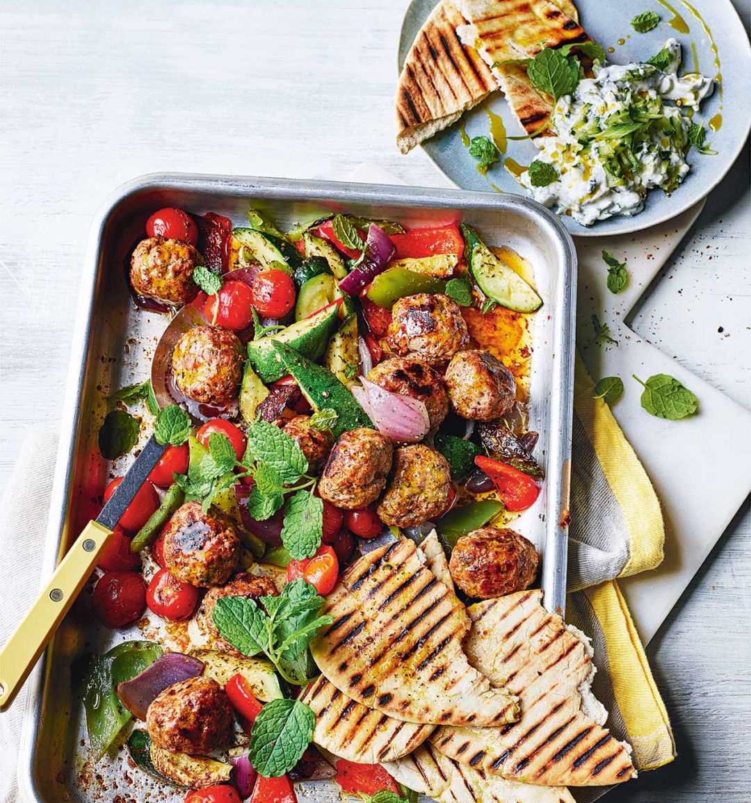 Greek-style lamb traybake 