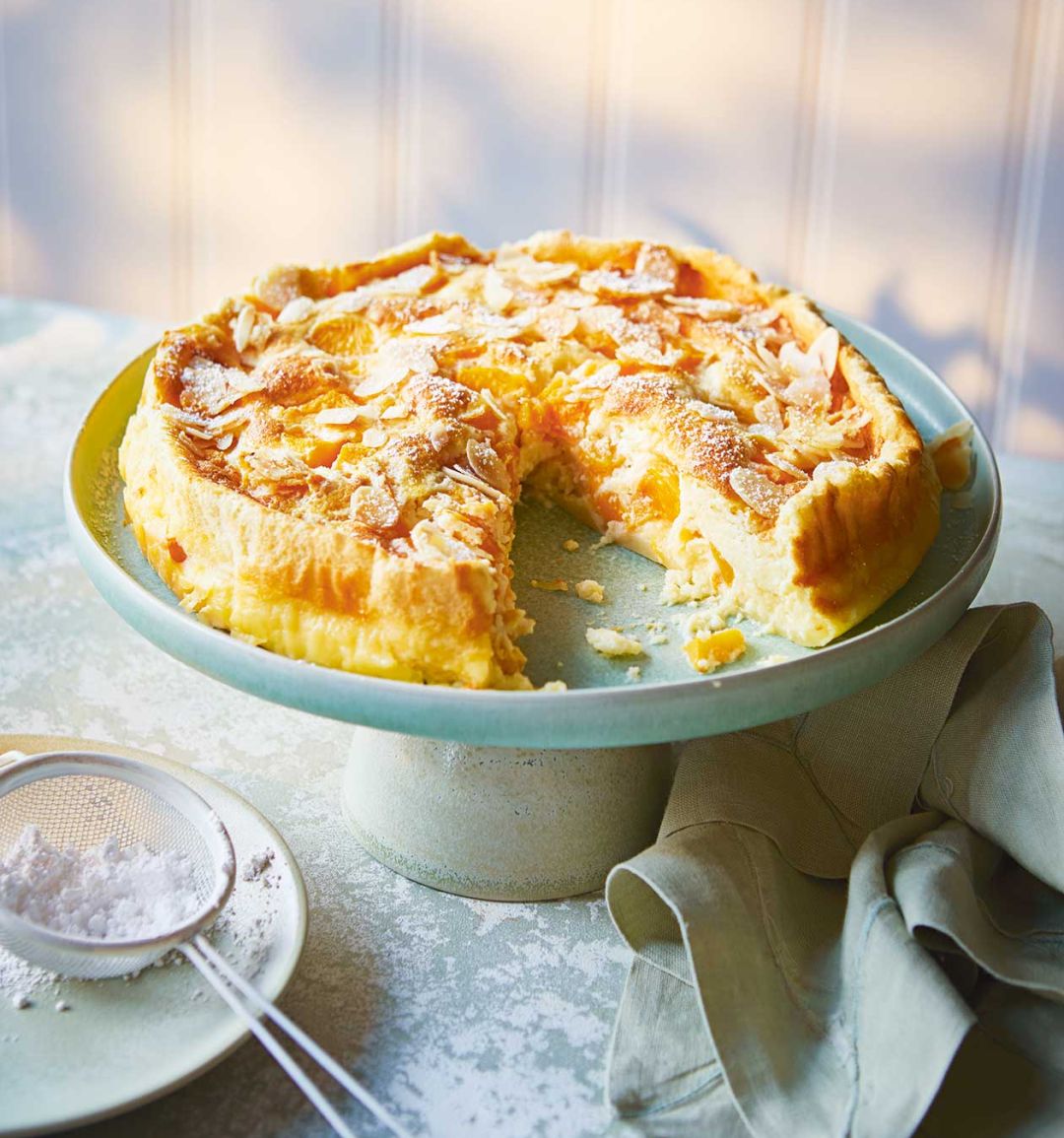Peach magic custard cake