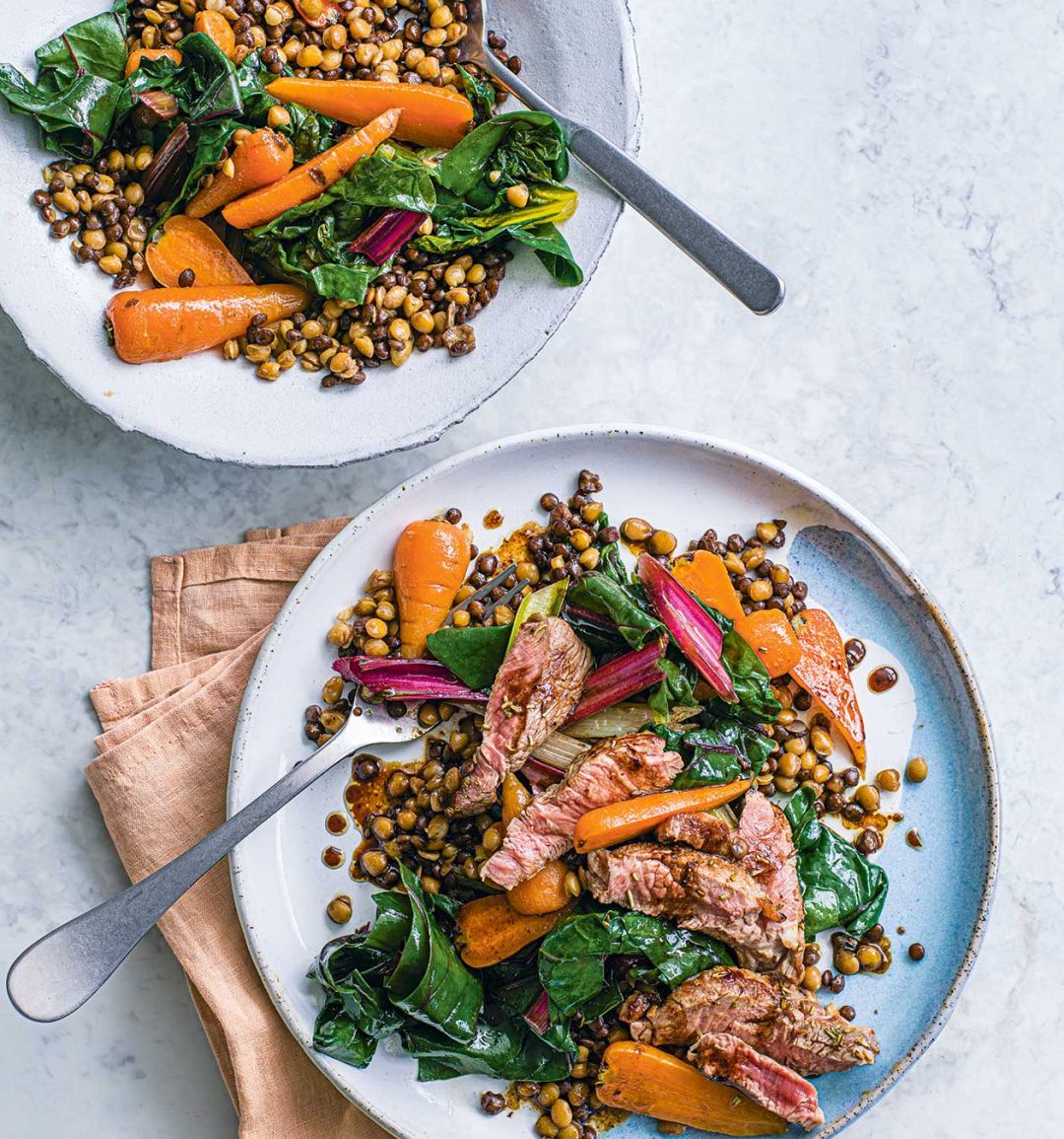 Rosemary lamb with mustardy lentils