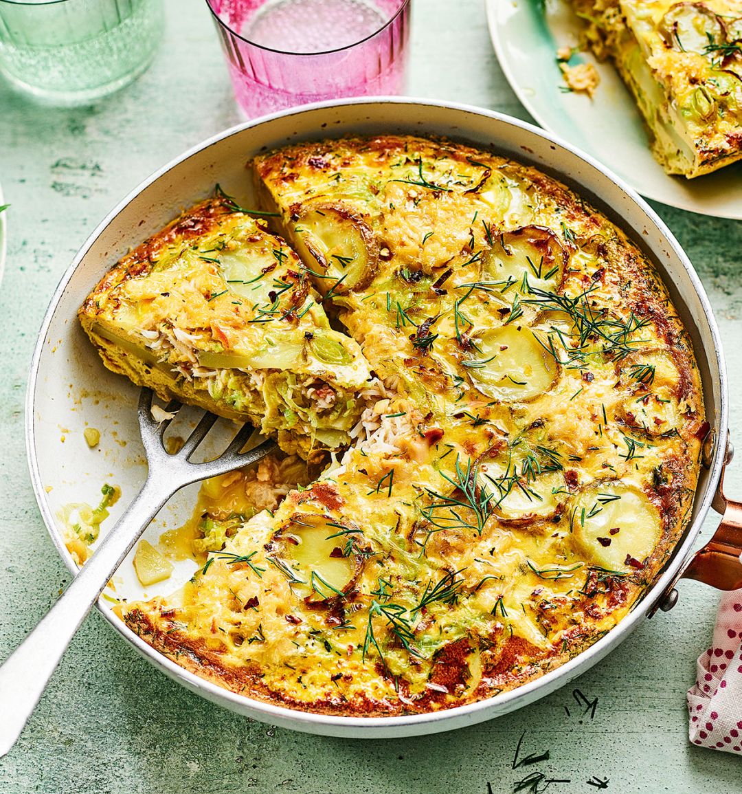 Jersey Royal and crab frittata