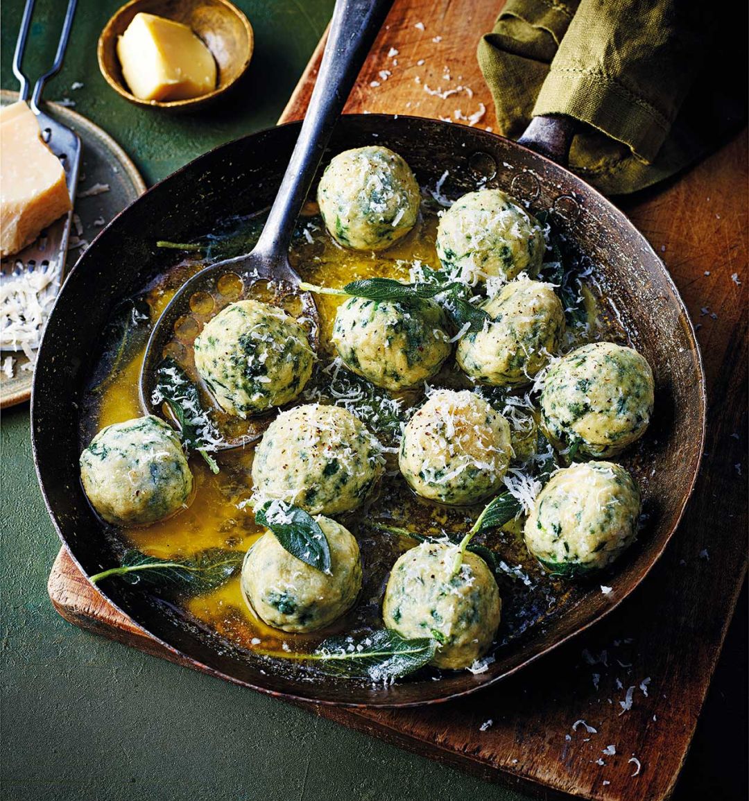 Spinach gnudi with sage butter