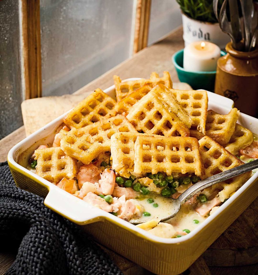 Potato waffle fish pie