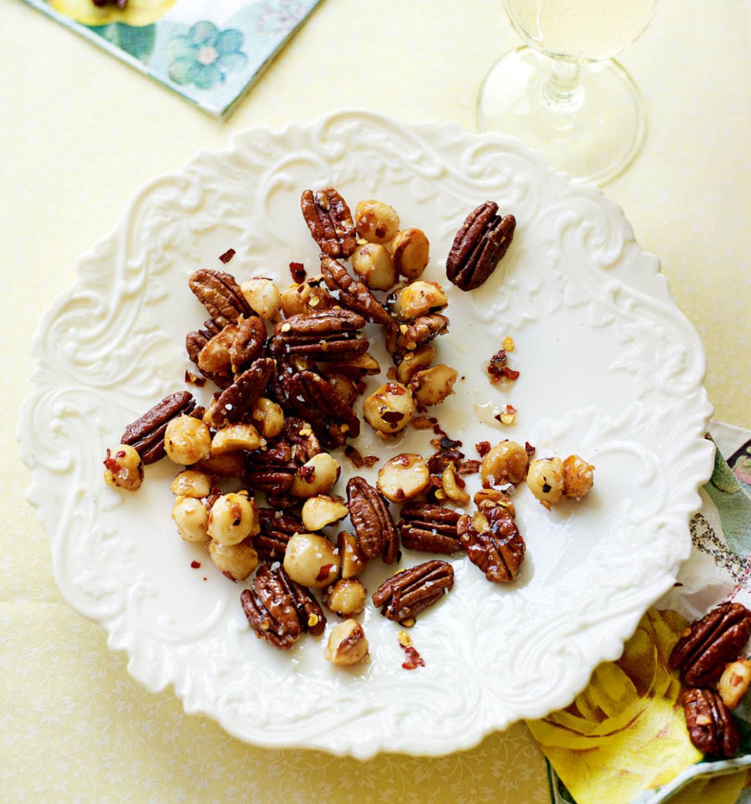 Maple, sea salt and chilli roasted nuts