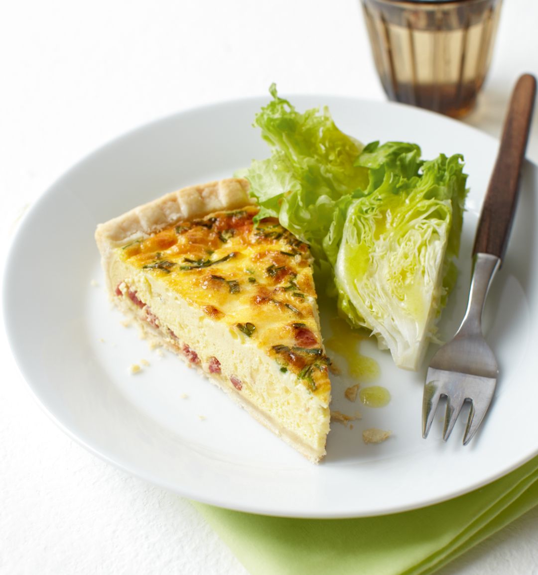 Bacon, cheese and chive quiche
