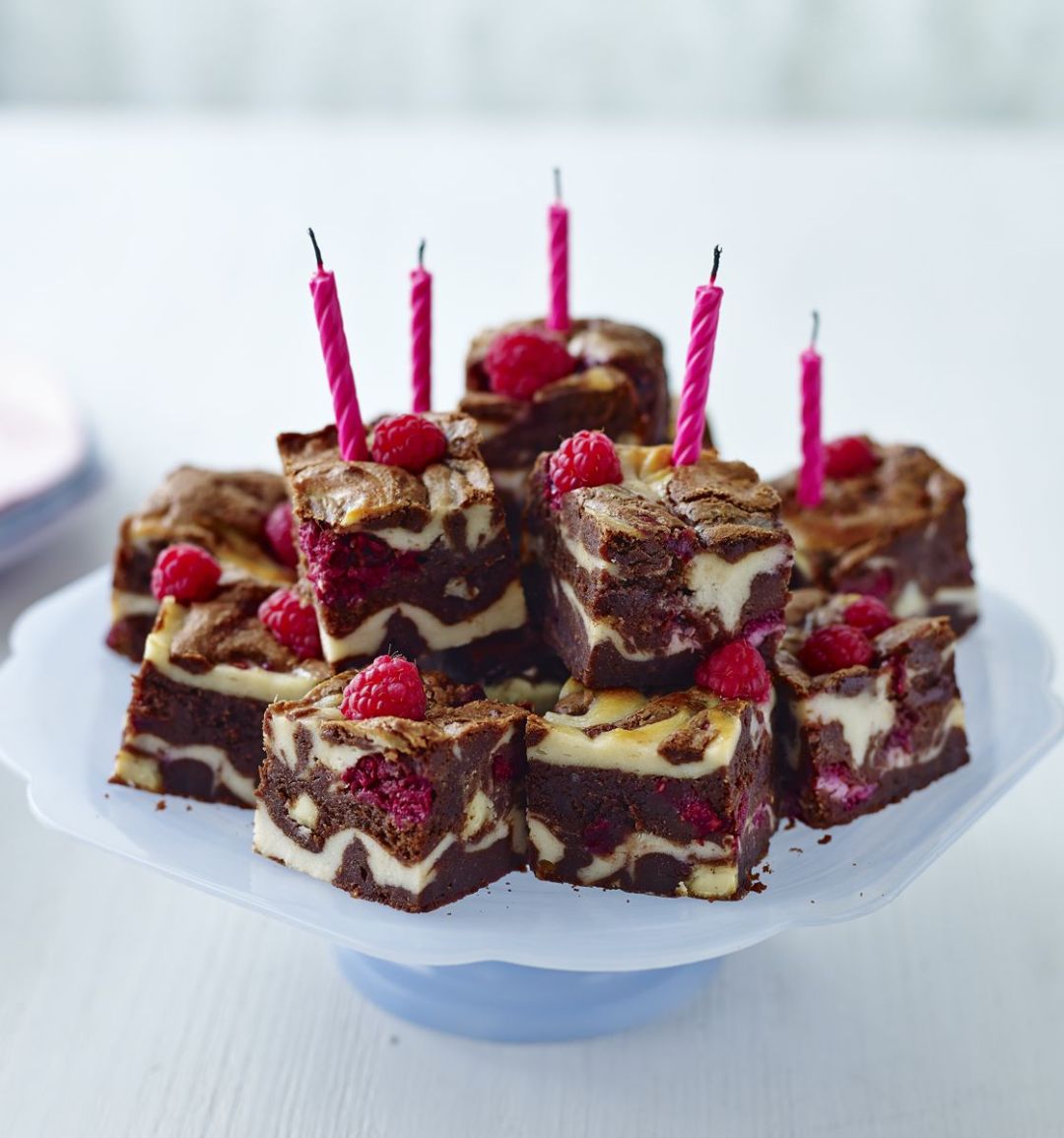 Raspberry and white chocolate celebration brownies