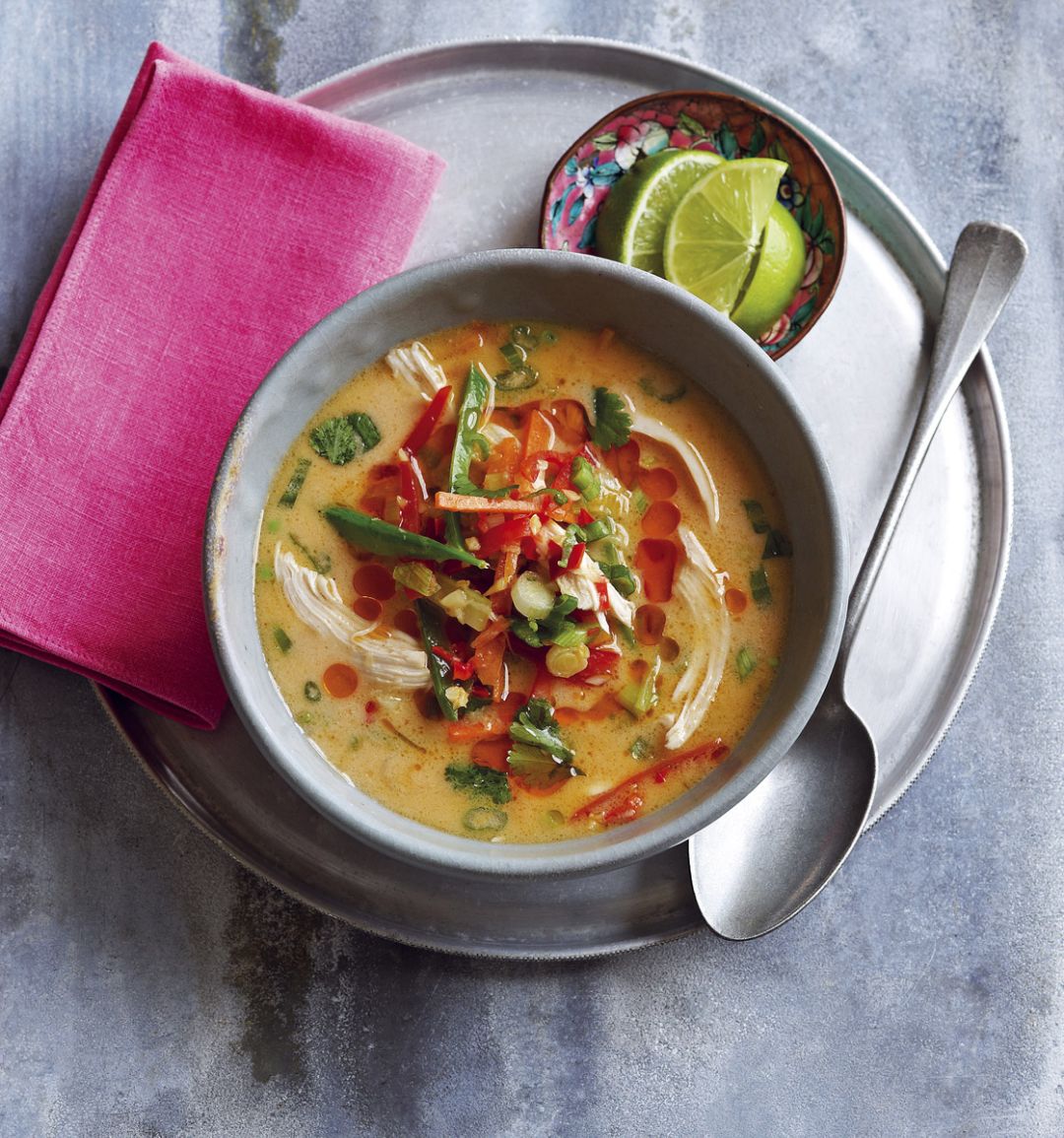 Gently spiced chicken soup