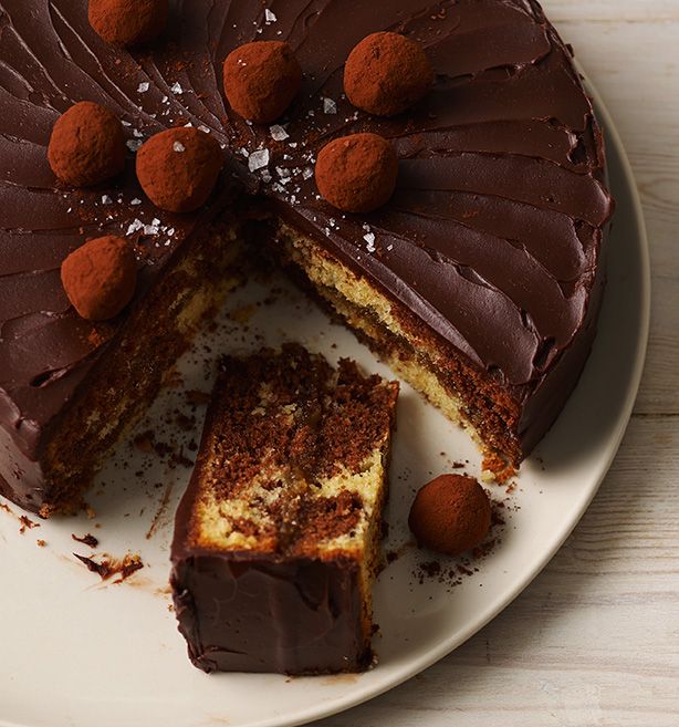 Chocolate salted caramel marble cake