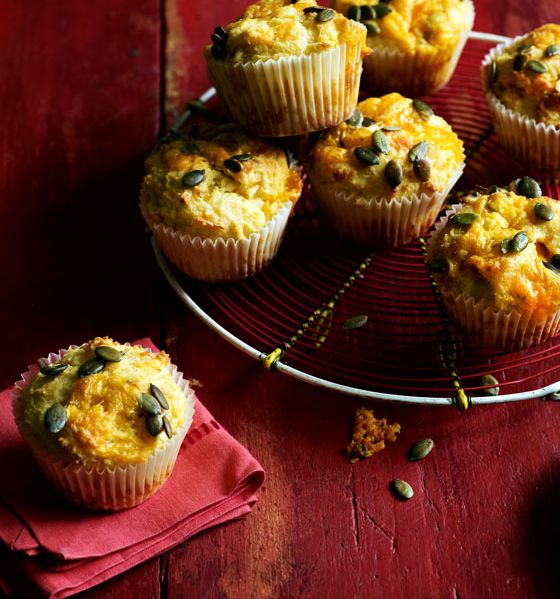 Parsnip, blue cheese and pumpkin seed muffins