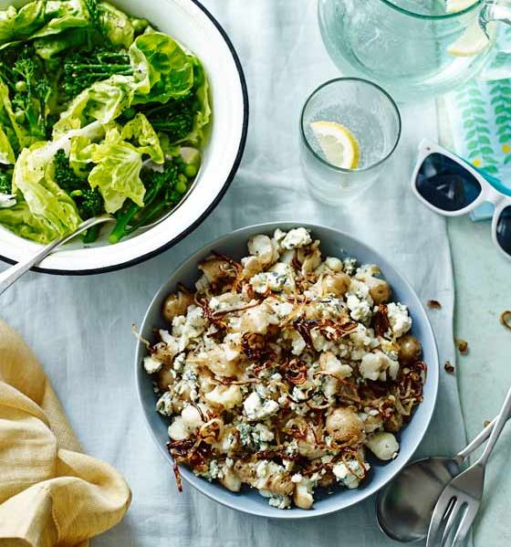 Smashed Anya, blue cheese and crispy shallot salad