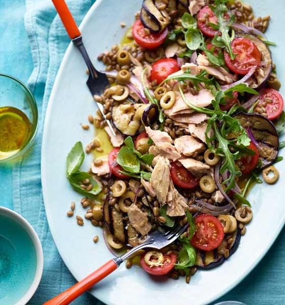 Tuna aubergine freekeh