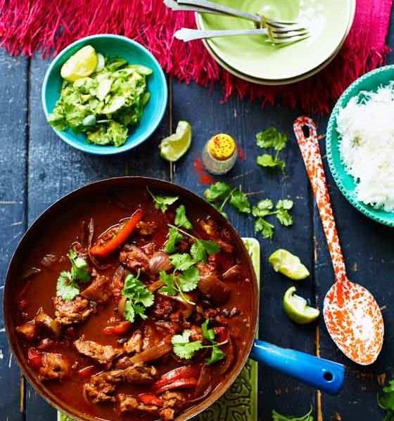 Smoky chipotle chicken one-pot with chunky coriander guacamole 