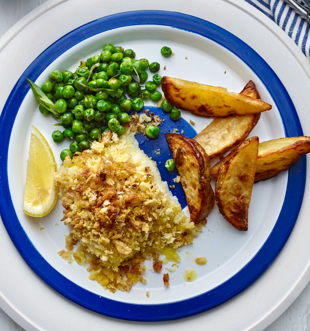 Oven-baked fish and chips